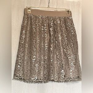 J. Crew Tan Lace Midi Skirt